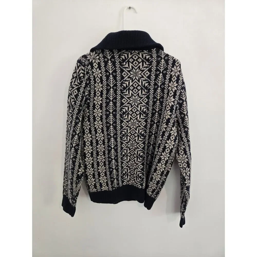 J.crew sweater Fair Isle lambswool half-zip sweater NWT NEW deep navy beachwood - Picture 3 of 5